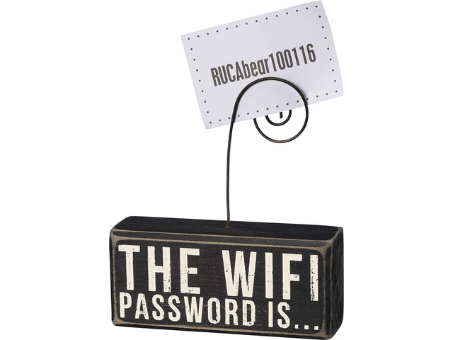 Primitives by Kathy 37176 Wood Photo Holder Block, The WIFI Password Is
