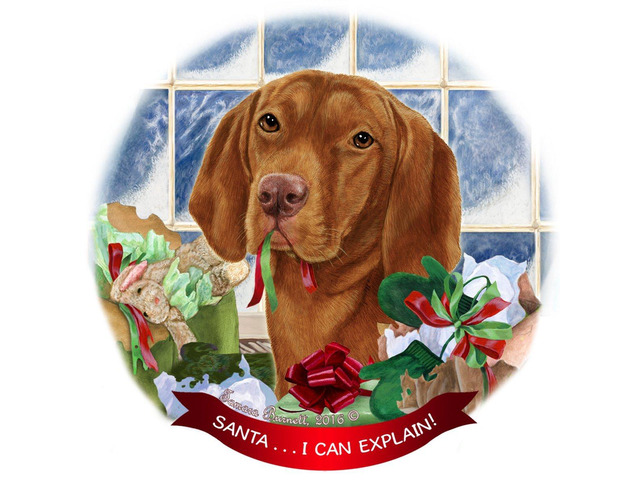 Vizsla Dog Porcelain Hanging Ornament Pet Gift 'Santa.. I Can Explain!'