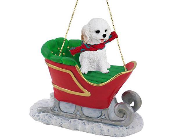 Conversation Concepts Cockapoo White Dog Sleigh Dog Holiday Ornament