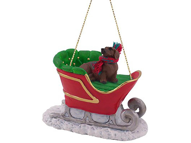 Conversation Concepts Red Dachshund Dog Sleigh Dog Holiday Ornament