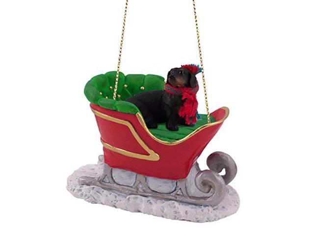 Conversation Concepts Black Dachshund Dog Sleigh Dog Holiday Ornament