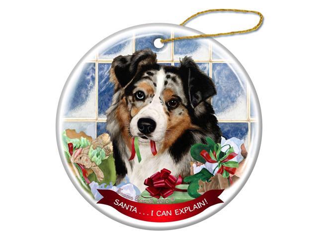 Australian Shepherd Blue Merle Dog Porcelain Hanging Ornament Pet Gift