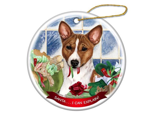 Basenji Red and White Dog Porcelain Hanging Ornament Pet Gift
