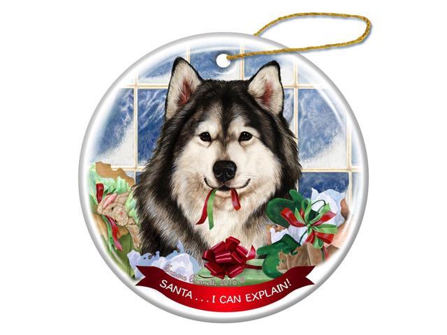 Alaskan Malamute Dog Porcelain Hanging Ornament Pet 'Santa I Can Explain!