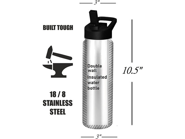 E & S Pets Stainless Steel Water Bottle 24 Oz., Spill Proof (Goldendoodle)