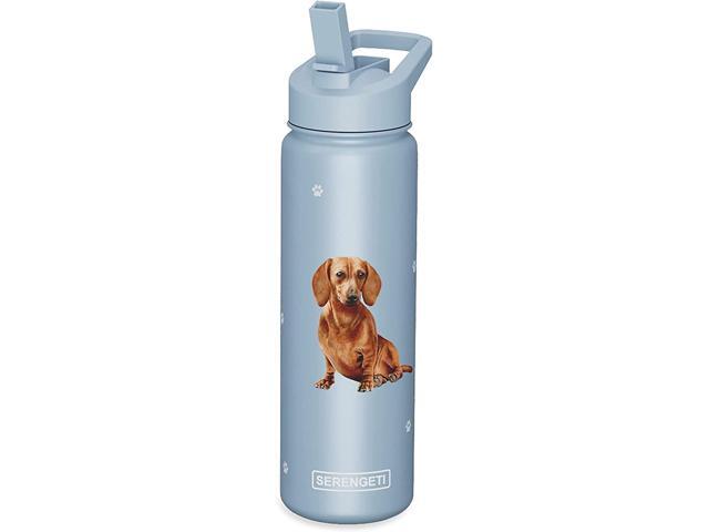 E & S Pets Stainless Steel Water Bottle 24 Oz, Spill Proof (Red Dachshund)