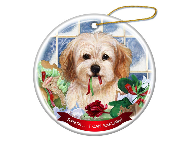Cavachon Dog Porcelain Hanging Ornament Pet Gift 'Santa.. I Can Explain!'