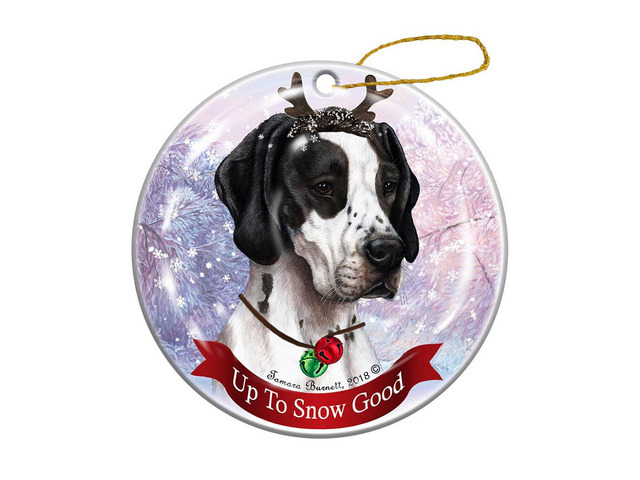 Holiday Pet Gifts Black and White English Pointer Dog Porcelain Christmas Ornament