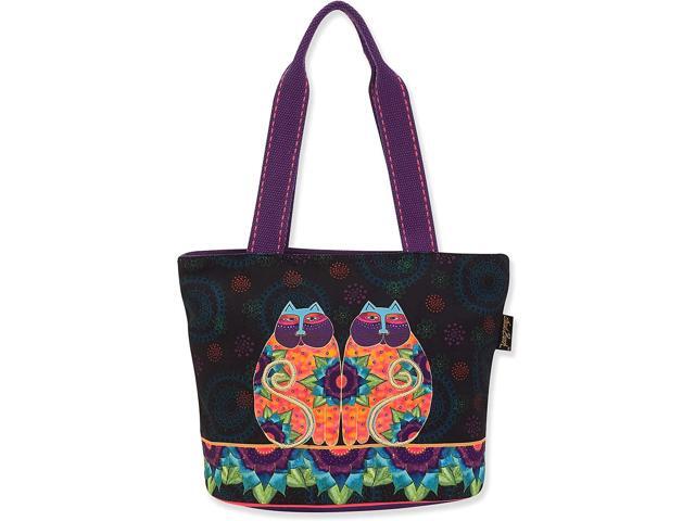 Laurel Burch Celestial Lotus Cats Medium Shoulder Bag Tote Style Handbag Purse