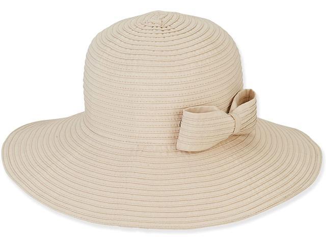 Sun 'N' Sand Classic Snap & Go Foldable Hat with Bow Trim (One Size - Natural)