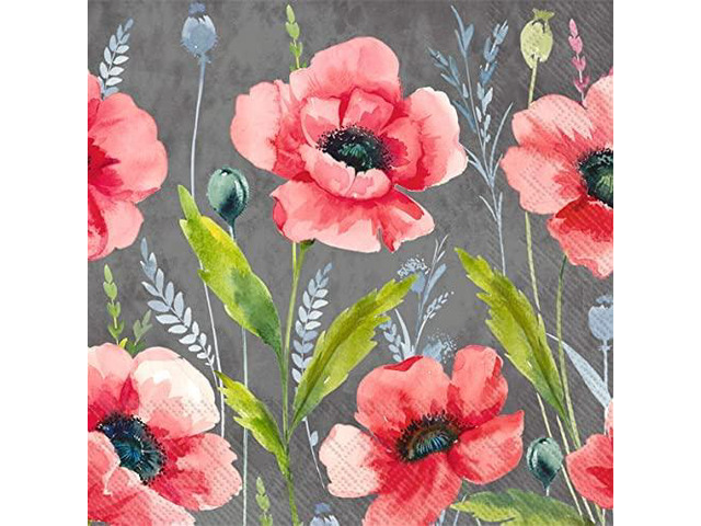 Boston International 6.5 x 6.5 in. Paper Lunch Napkin Mohana Grey