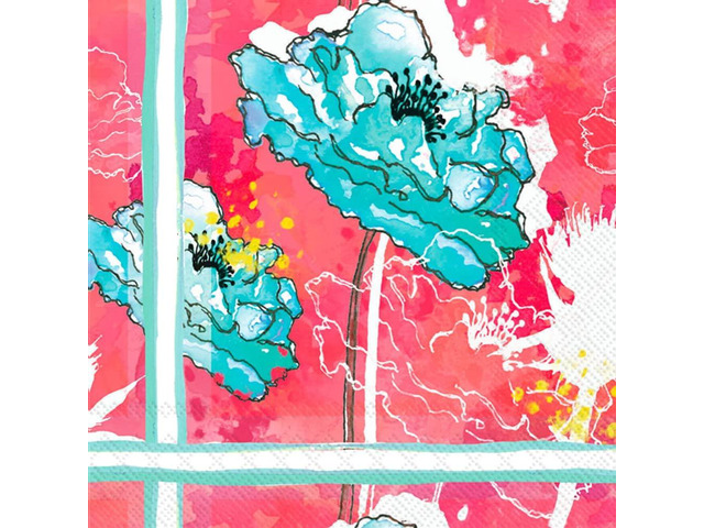 Boston International L032700 6.5 x 6.5 in. Paper Lunch Napkin Breezy Poppy - Pack of 20