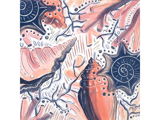 Boston International 6.5 x 6.5 in. Paper Lunch Napkin Abstracted Shells - Pack of 20