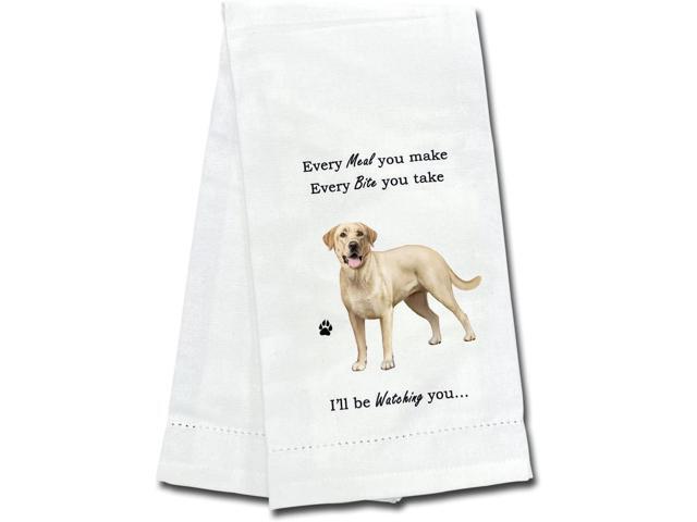 E & S Pets 711-20 Yellow Labrador Dog Kitchen Towel, Off-white