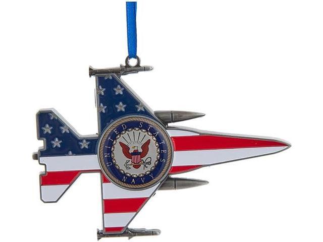 Kurt Adler U. S. Navy Metal With Enamel Jet Ornament