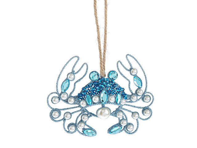 Ganz Coastal Blue Crab Ornament, Acrylic and Zinc, 4' W. x 3' L.