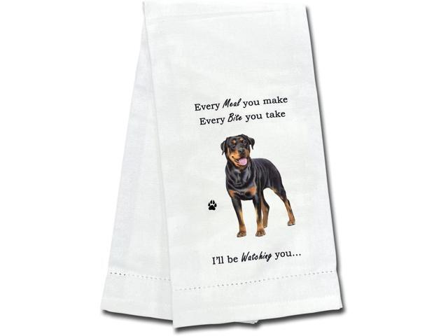 E & S Pets 711-33 Rottweiler Dog Kitchen Towel, Off-white