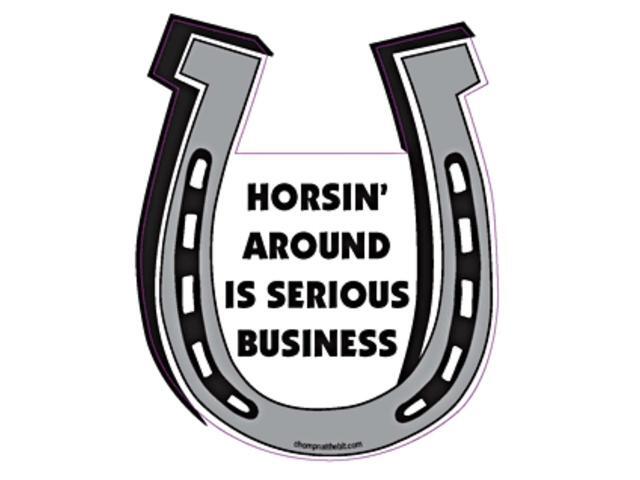 Horsin' Around Is Serious Business Horseshoe Magnet for Car or Trailer