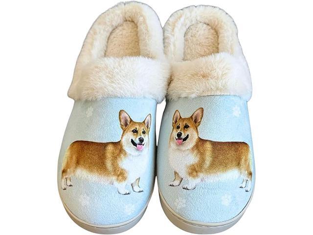 E & S Pets Corgi Snugg Slippers for Pet Lovers - Fuzzy Memory Foam, S/M