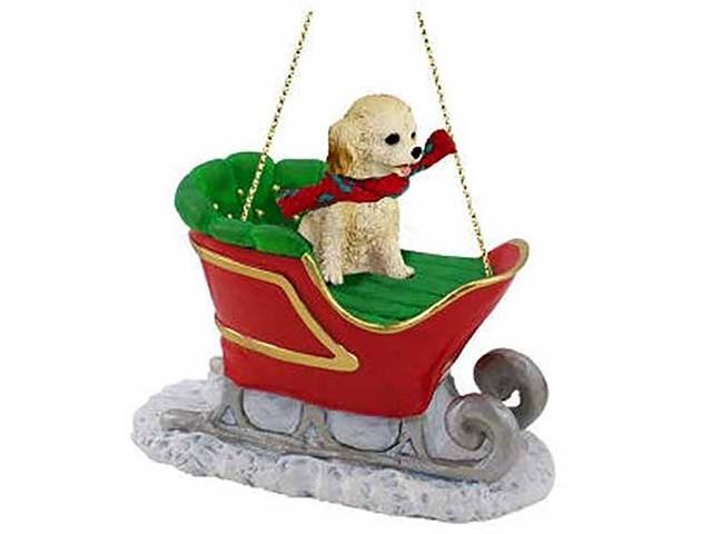 Conversation Concepts Cockapoo Blonde Dog Sleigh Dog Holiday Ornament