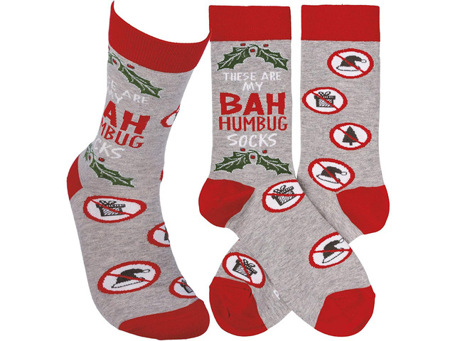 Primitives by Kathy 109634 Bah Humbug Socks, One Size, Cotton, Nylon, Spandex