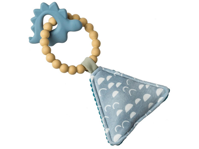 Mary Meyer Simply Silicone Teether with Soft Squeaker Toy, 9-Inches, Dino