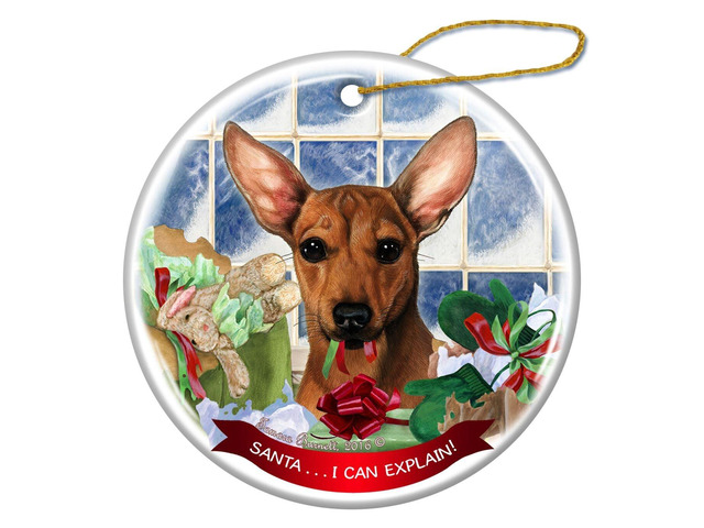 Red Chiweenie Dog Porcelain Hanging Ornament Pet Gift Santa I Can Explain!