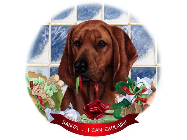 Redbone Coonhound Dog Porcelain Ornament Pet Gift 'Santa.. I Can Explain!
