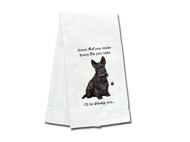 E & S Pets 711-35 Scottish Terrier, Scottie Dog Kitchen Towel, Off-white