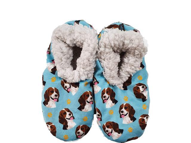 Comfies Womens Beagle Dog Slippers - Sherpa Lined Animal Print Booties
