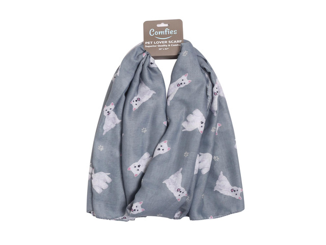 Westie Dog Lover Scarf - All-year-round scarf- Lightweight material, 67'