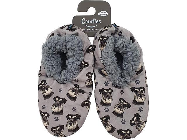 Comfies Womens Schnauzer Uncropped Slippers - Sherpa Lined Animal Print Booties