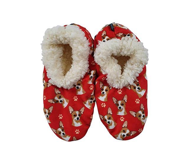 Comfies Womens Fawn Chihuahua Dog Slippers - Sherpa Lined Animal Print Booties