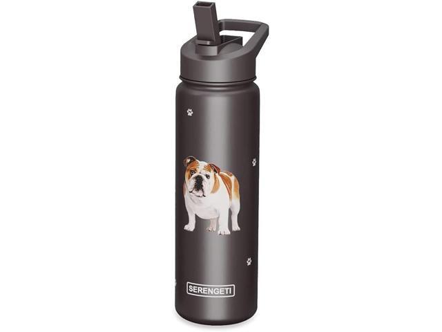 E & S Pets Stainless Steel Water Bottle 24 Oz., Spill Proof (Bulldog)
