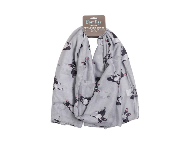 Boston Terrier Dog Lover Scarf - Year-round scarf, Lightweight material, 67'