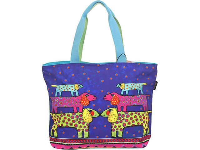 Laurel Burch Canine Family Large Shoulder Tote Bag Handbag Purse, 20 x 5 x 15