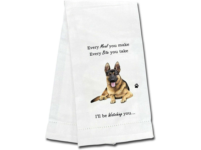 E & S Pets 711-75 German Shepherd Dog Kitchen Towel, Off-white