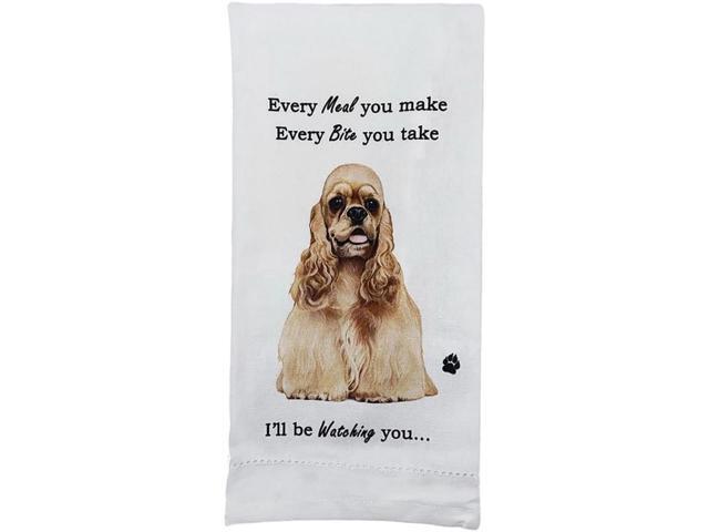 E & S Pets 711-78 Cocker Spaniel, Buff Dog Kitchen Towel, Off-white