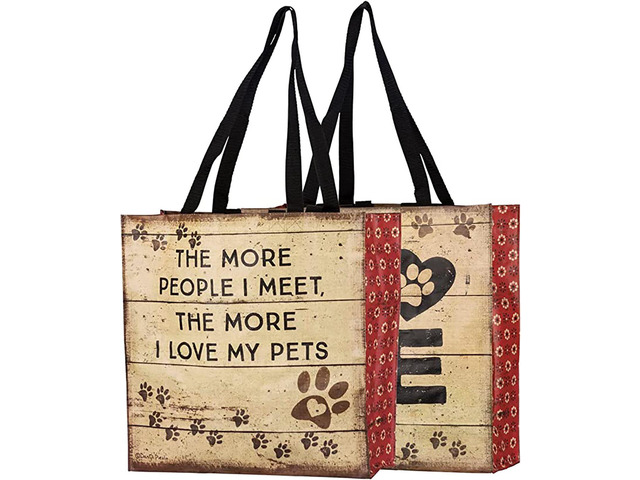 Primitives By Kathy Market Tote - Love My Pets, 15 x 15 x 6'