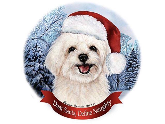 Holiday Pet Gifts Maltipoo Santa Hat Dog Porcelain Christmas Tree Ornament