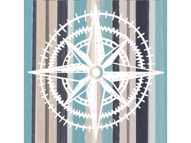 Boston International 5 x 5 in. Paper Cocktail Napkin Compass Rose - Pack of 20