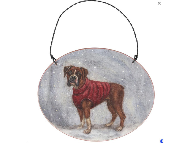 Primitives By Kathy Cozy Boxer Dog with Sweater Wooden Christmas Ornament