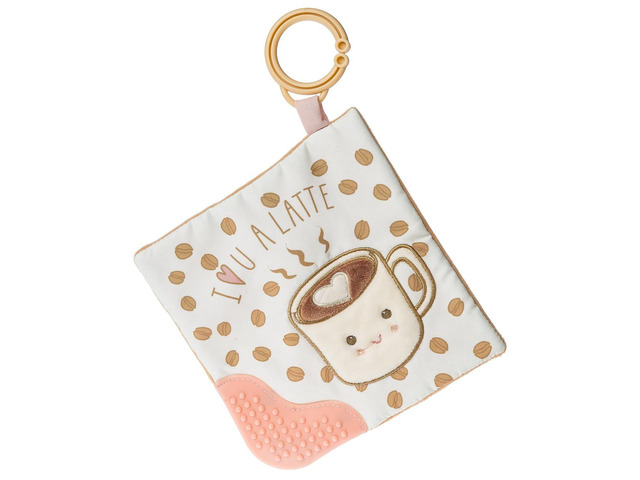 Mary Meyer Sweet Soothie Crinkle Teether Toy and Squeaker, 6 x 6', Luv You Latte