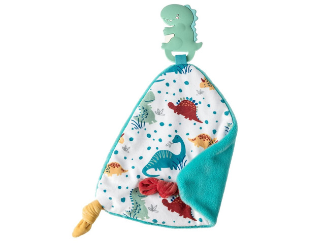 Mary Meyer Chewy Crew Soothing Baby Teether Lovey, 10', Pebblesaurus Dinosaur