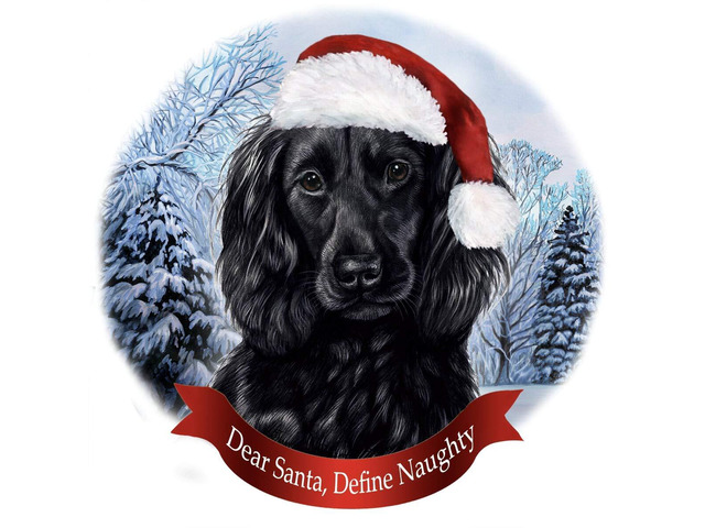 Holiday Pet Gifts Boykin Spaniel Black Dog Santa Hat Porcelain Ornament