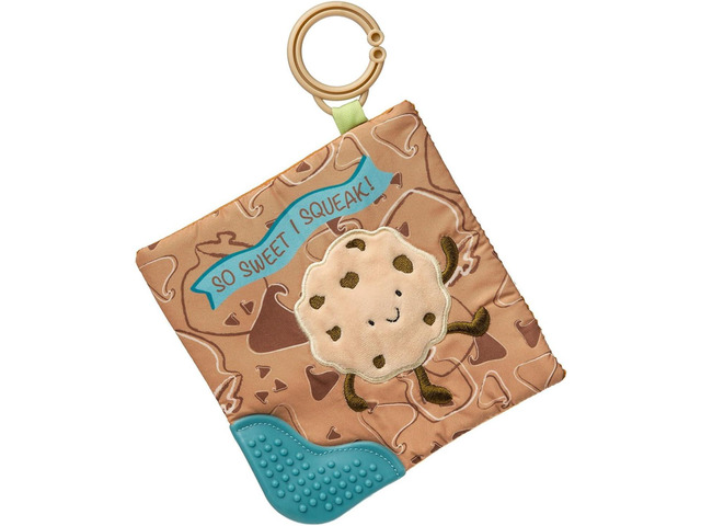 Mary Meyer Crinkle Teether Toy with Baby Paper/Squeaker, 6 x 6in, Chippy Cookie