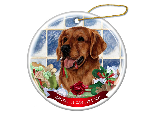 Red Golden Retriever Dog Porcelain Ornament Pet Gift Santa I Can Explain!