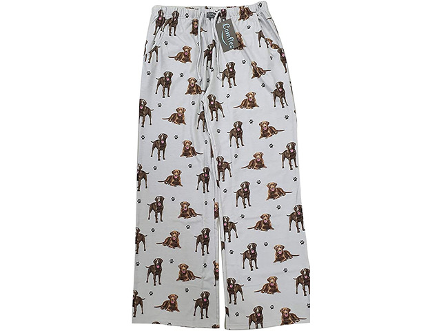 Chocolate Labrador Unisex Lightweight Cotton Blend Pajama Bottoms- X-Large