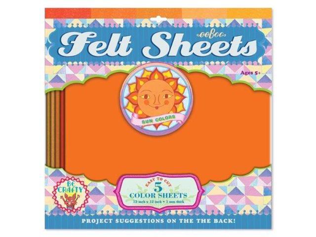 Eeboo Orange Felt Sheets Sun Color, 5 sheets