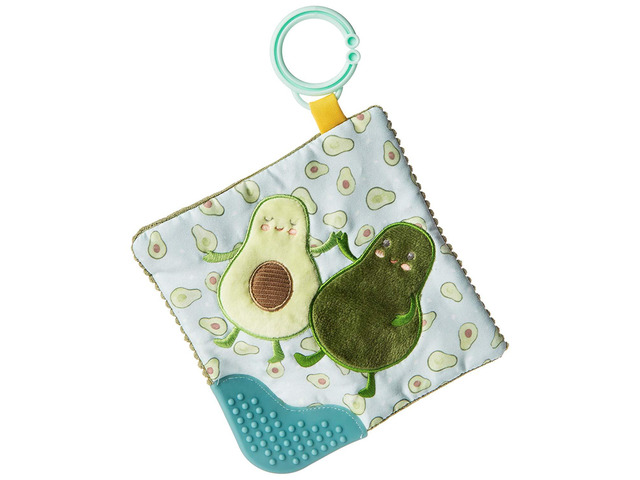 Mary Meyer Crinkle Teether Toy with Squeaker, 6 X 6', Yummy Avocado